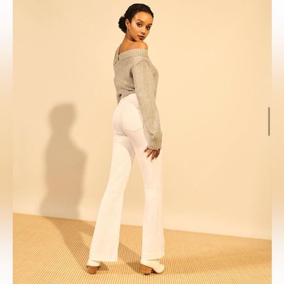 Jen7 by 7 For All Mankind Belted Wide Leg Trouser Pants Size 18 Off White NWT - Picture 3 of 16